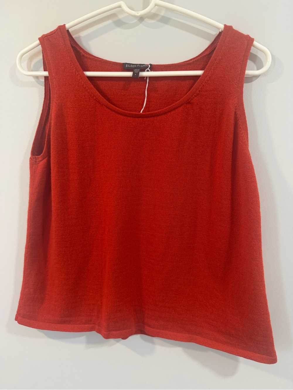 Eileen Fisher Red Scoop Neck Wool Tank